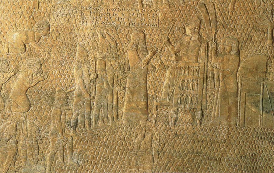 Relief aus dem Palast des Konigs Sanherib von Assur in Ninive,Syrien(dessen Berater Ahiqar war)